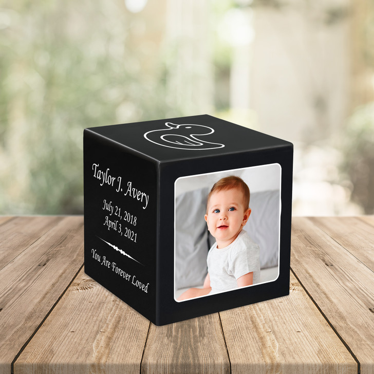 Custom Photo Baby Infant Child Stonewood Cube Cremation Urn