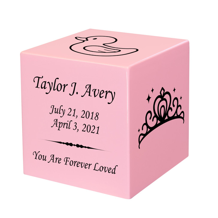 Tiara Baby Infant Child Stonewood Cube Cremation Urn