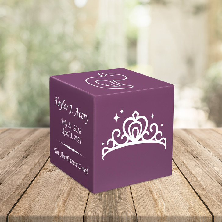 Tiara Baby Infant Child Stonewood Cube Cremation Urn