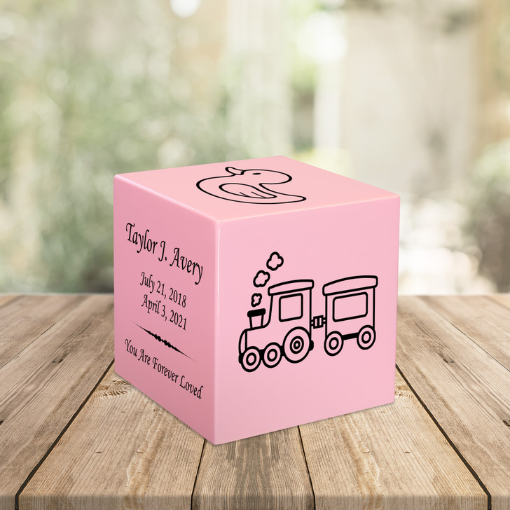 Train Baby Infant Child Stonewood Cube Cremation Urn