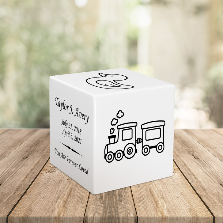 Train Baby Infant Child Stonewood Cube Cremation Urn