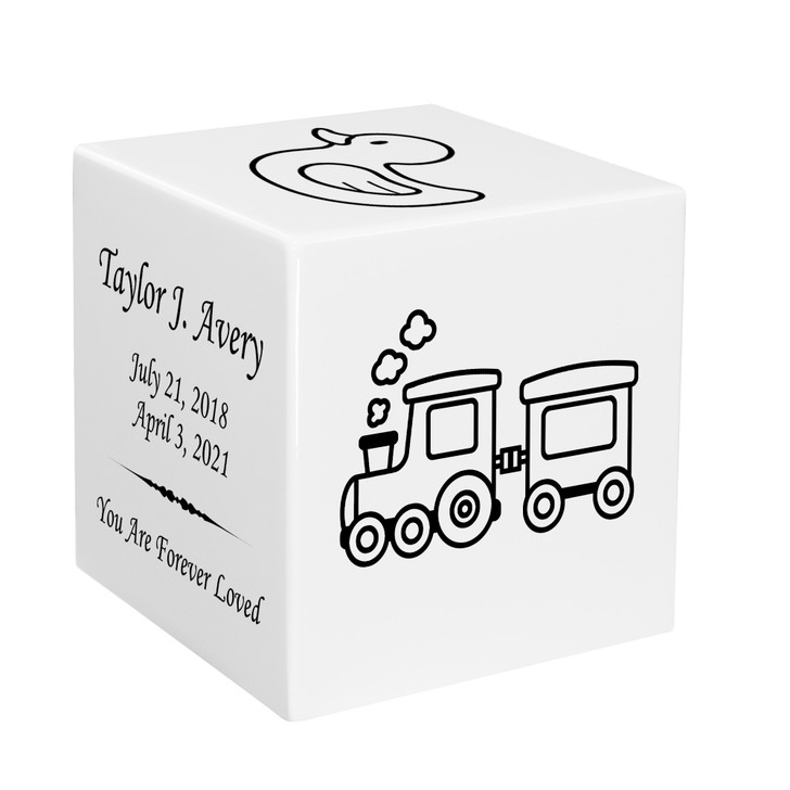 Train Baby Infant Child Stonewood Cube Cremation Urn