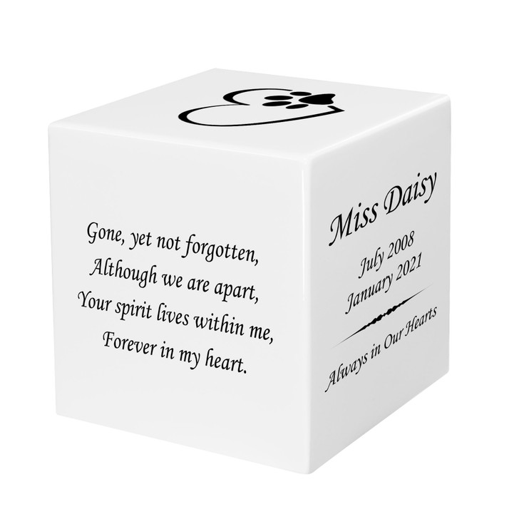 Cat Custom Photo Stonewood Cube Cremation Urn