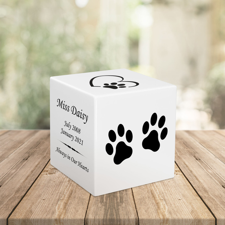Two Paws Pet Stonewood Cube Cremation Urn