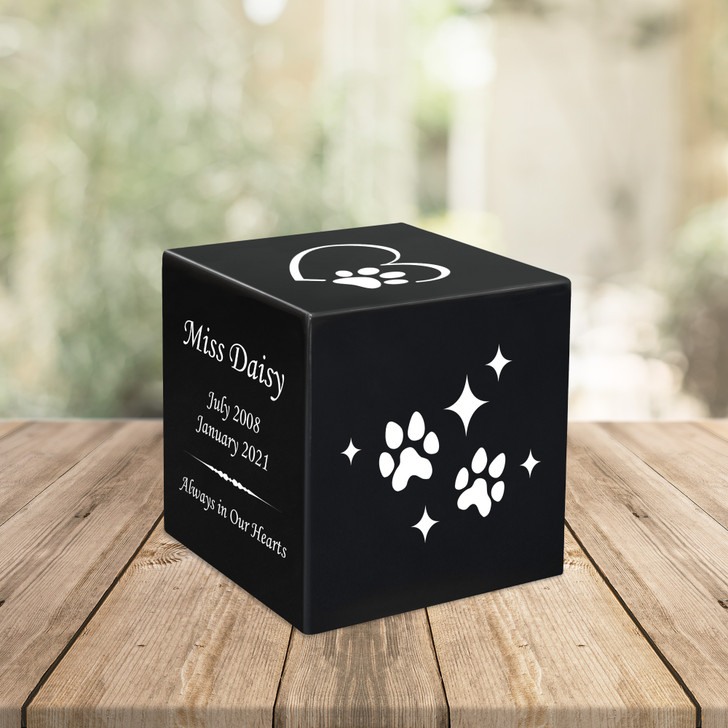 Sparkle Paws Pet Stonewood Cube Cremation Urn