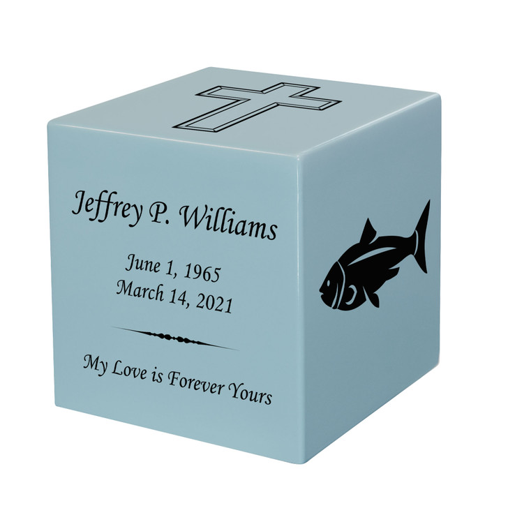 Fish Keepsake Stonewood Cube Cremation Urn