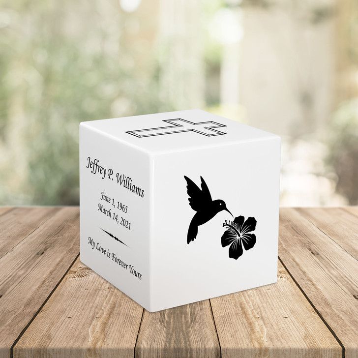 Hummingbird Keepsake Stonewood Cube Cremation Urn
