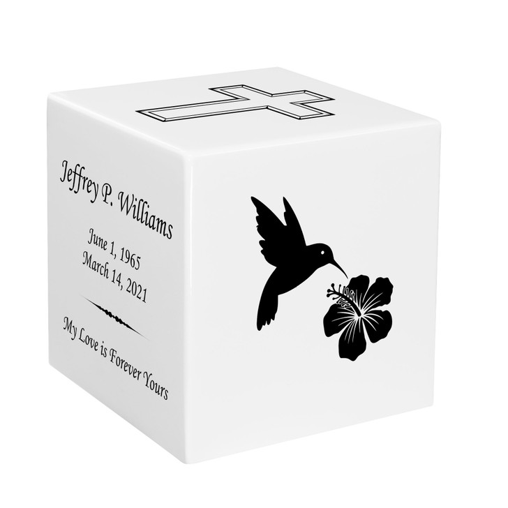 Hummingbird Keepsake Stonewood Cube Cremation Urn