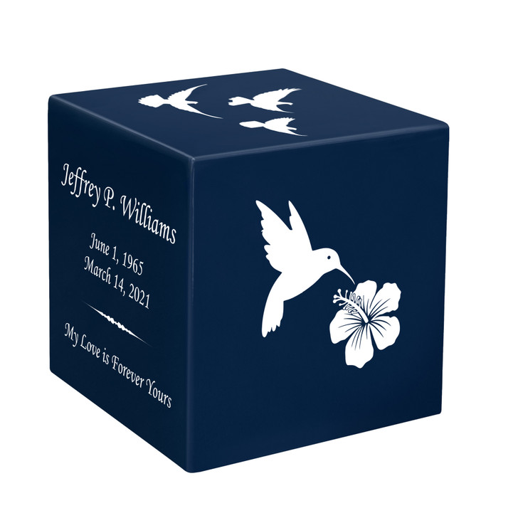 Hummingbird Keepsake Stonewood Cube Cremation Urn