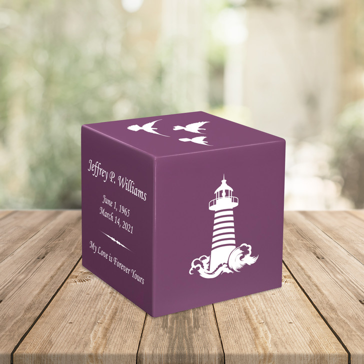 Lighthouse Keepsake Stonewood Cube Cremation Urn