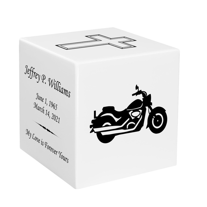 Motorcycle Keepsake Stonewood Cube Cremation Urn