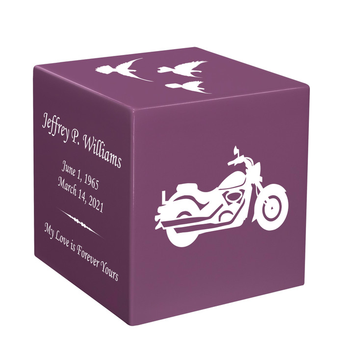 Motorcycle Keepsake Stonewood Cube Cremation Urn