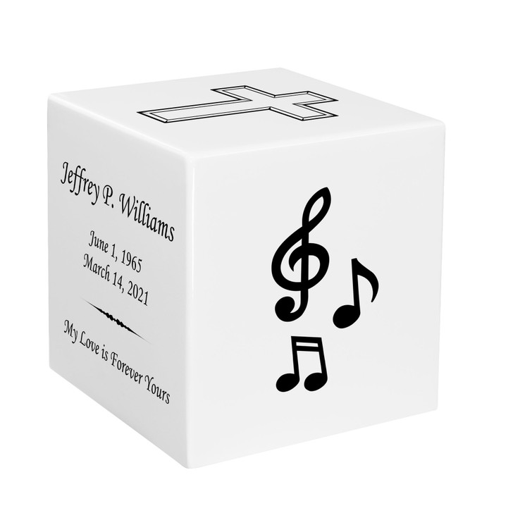 Music Notes Keepsake Stonewood Cube Cremation Urn