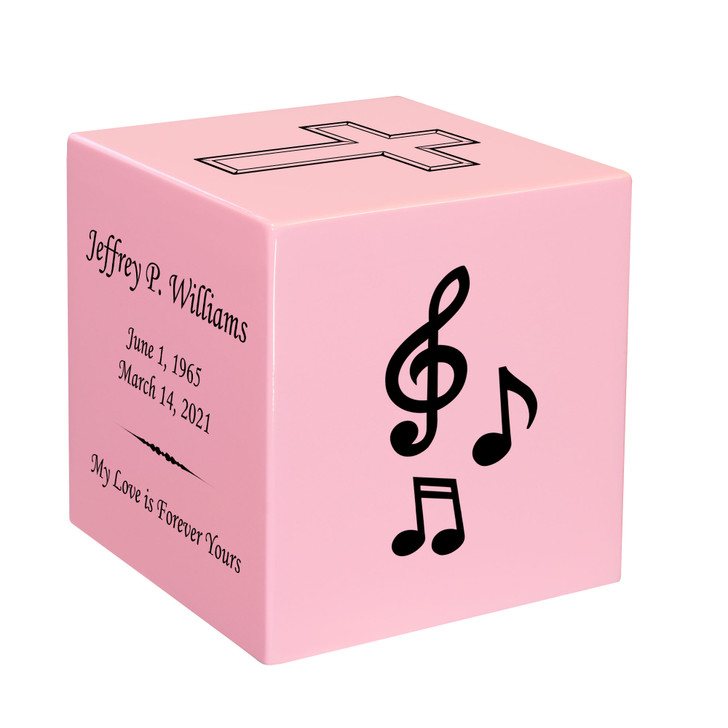 Music Notes Keepsake Stonewood Cube Cremation Urn