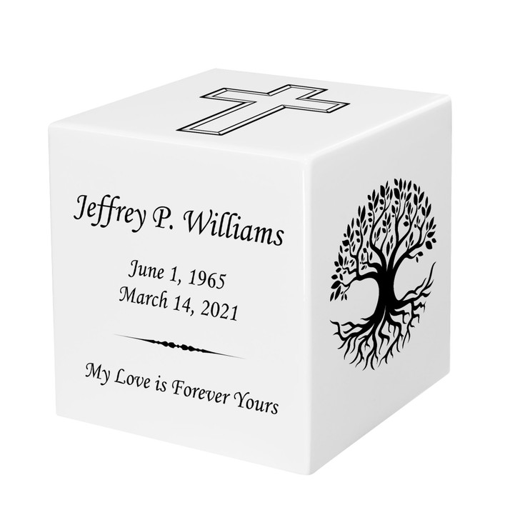 Tree of Life Keepsake Stonewood Cube Cremation Urn