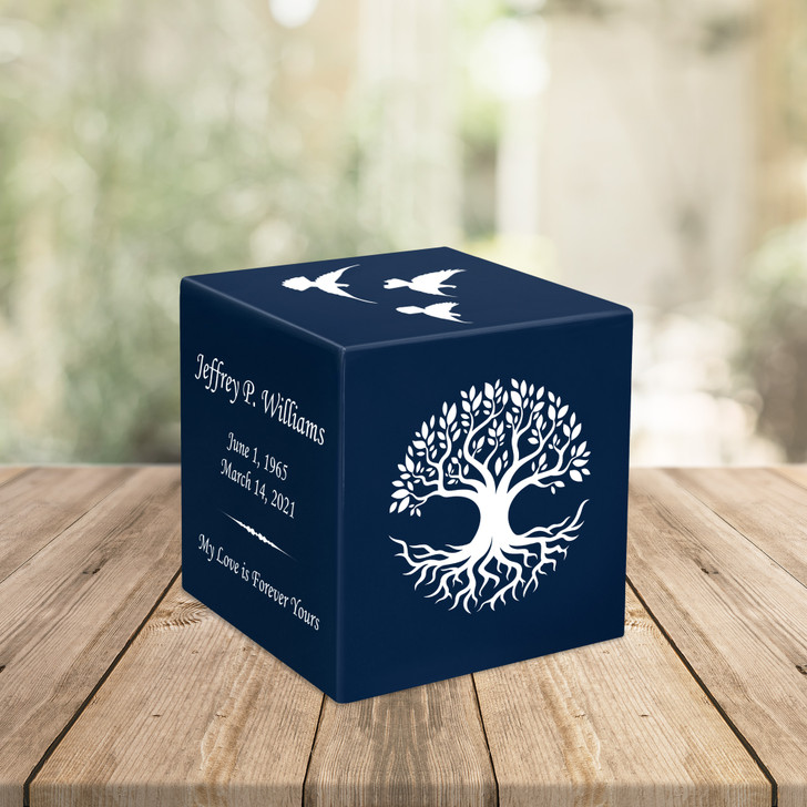 Tree of Life Keepsake Stonewood Cube Cremation Urn