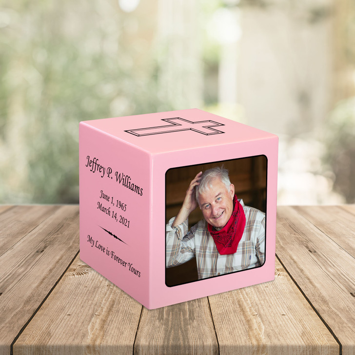 Custom Photo Keepsake Stonewood Cube Cremation Urn