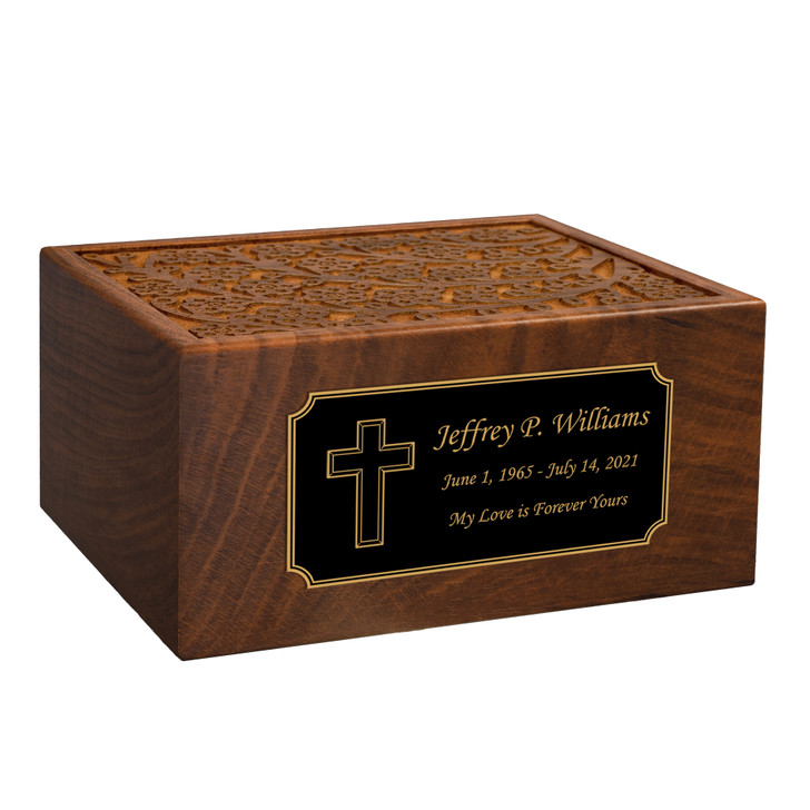 Mitered Cross Sheesham Cremation Urn - 2 Sizes