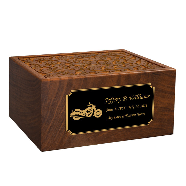 Motorcycle Sheesham Cremation Urn - 2 Sizes