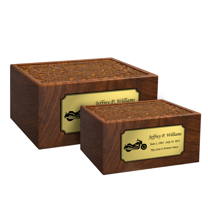 Motorcycle Sheesham Cremation Urn - 4 Sizes