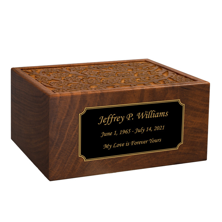 Personalized Text Sheesham Cremation Urn - 2 Sizes