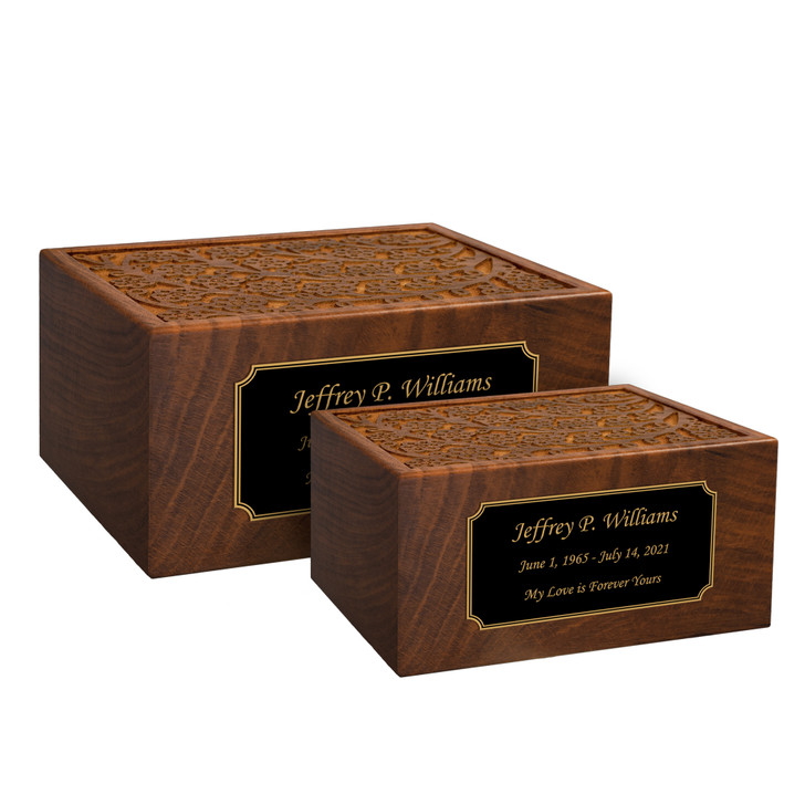 Personalized Text Sheesham Cremation Urn - 2 Sizes