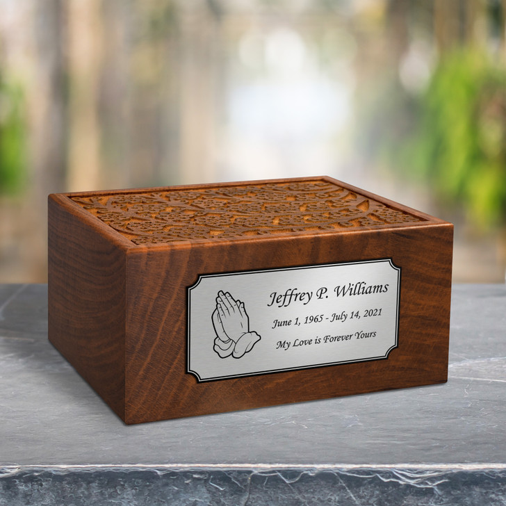 Praying Hands Sheesham Cremation Urn - 4 Sizes