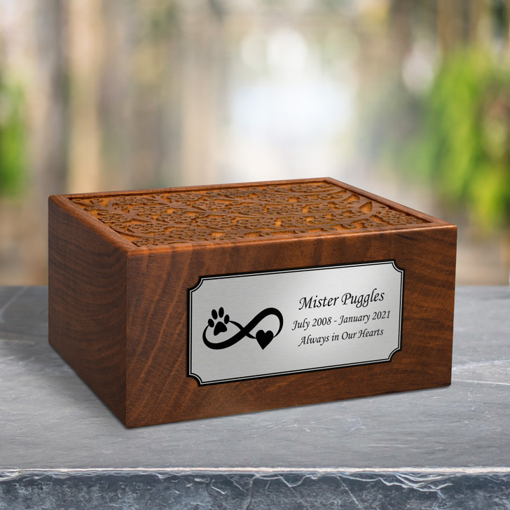 Infinity Paw Sheesham Pet Cremation Urn - 4 Sizes