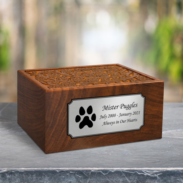 Dog Paw Sheesham Pet Cremation Urn - 4 Sizes