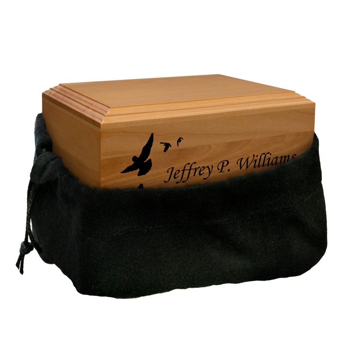 Ascending Doves Diplomat Solid Cherry Wood Cremation Urn