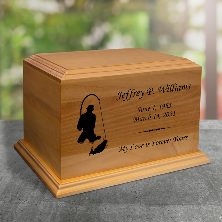 Fisherman Diplomat Solid Cherry Wood Cremation Urn