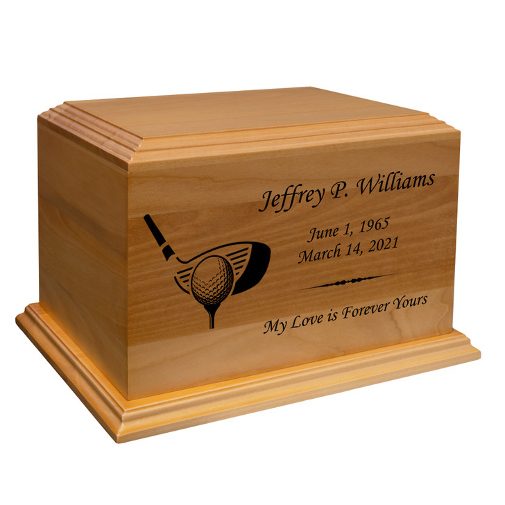 Golf Diplomat Solid Cherry Wood Cremation Urn