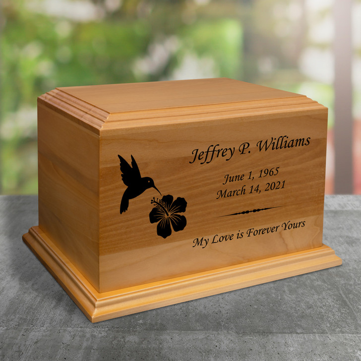 Hummingbird Diplomat Wood Cremation Urn