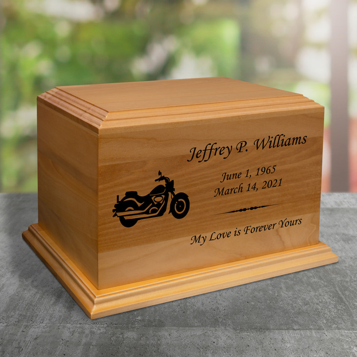 Motorcycle Diplomat Solid Cherry Wood Cremation Urn