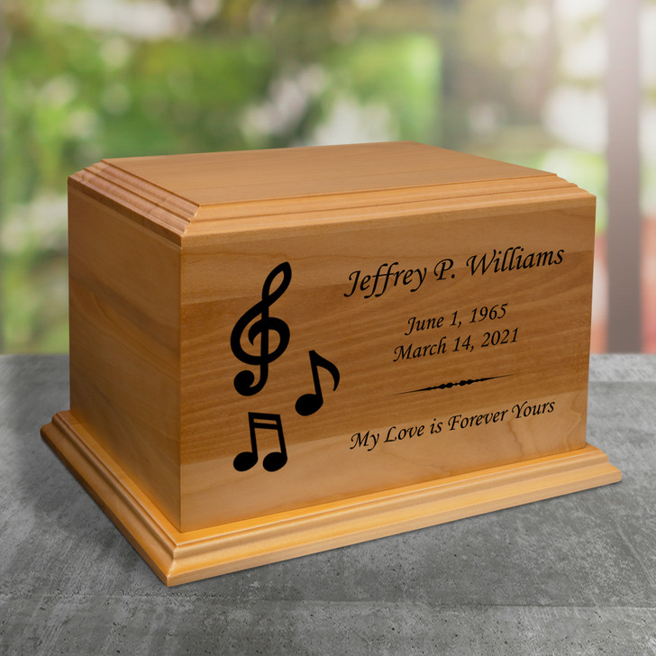 Music Notes Diplomat Wood Cremation Urn