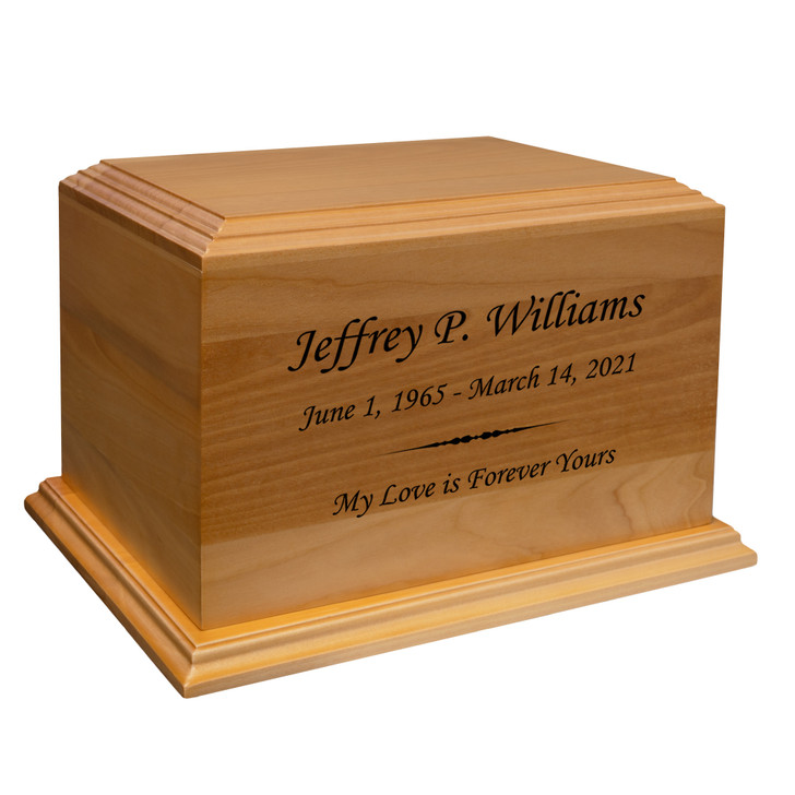 Personalized Text Diplomat Solid Cherry Wood Cremation Urn