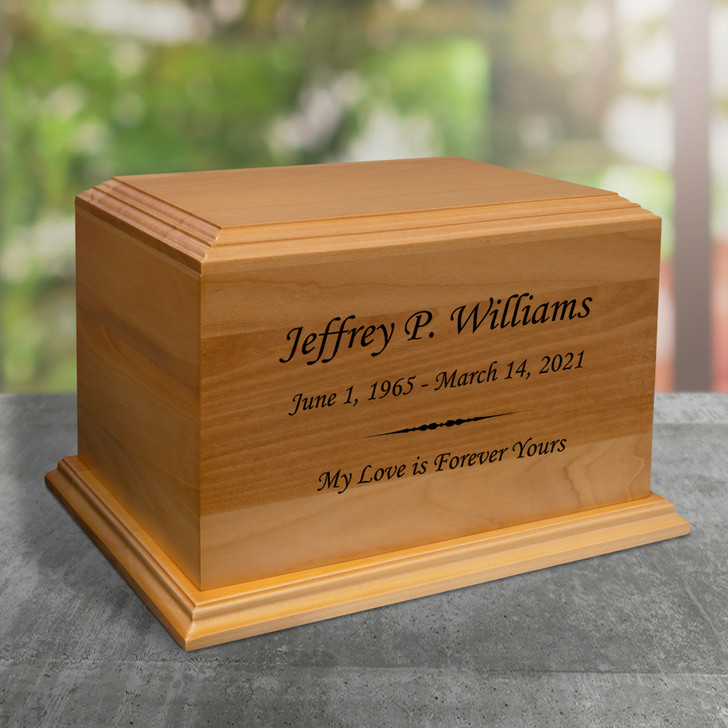 Personalized Text Diplomat Solid Cherry Wood Cremation Urn