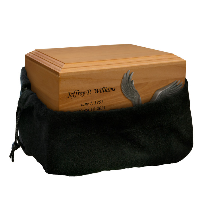 Eagle Applique Diplomat Solid Cherry Wood Cremation Urn