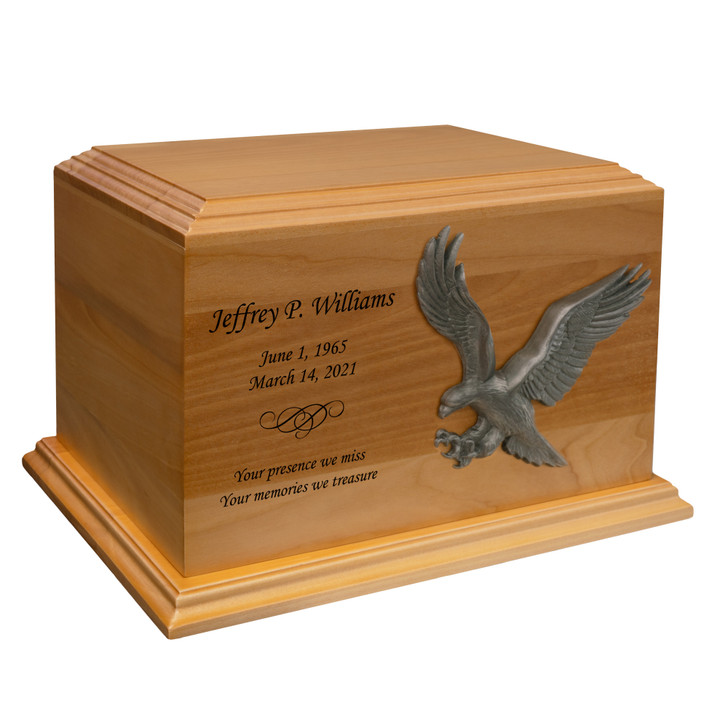 Eagle Applique Diplomat Wood Cremation Urn