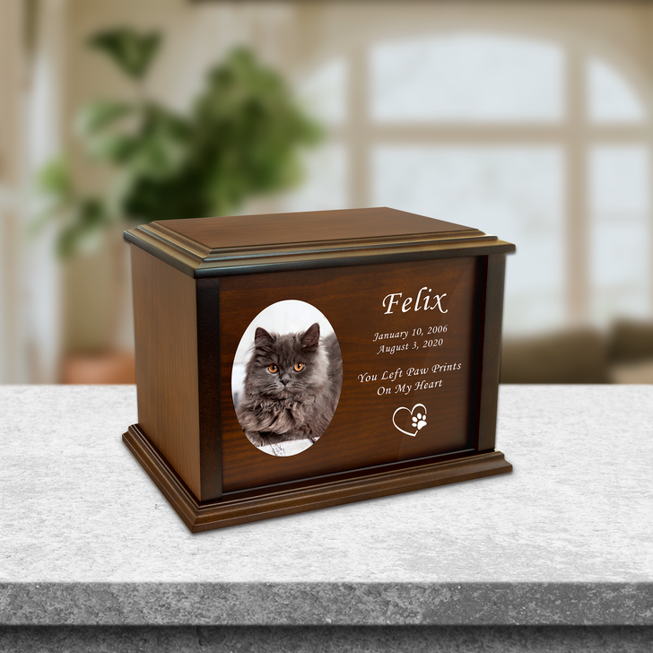 Cat Dedication Custom Photo Wood Cremation Urn