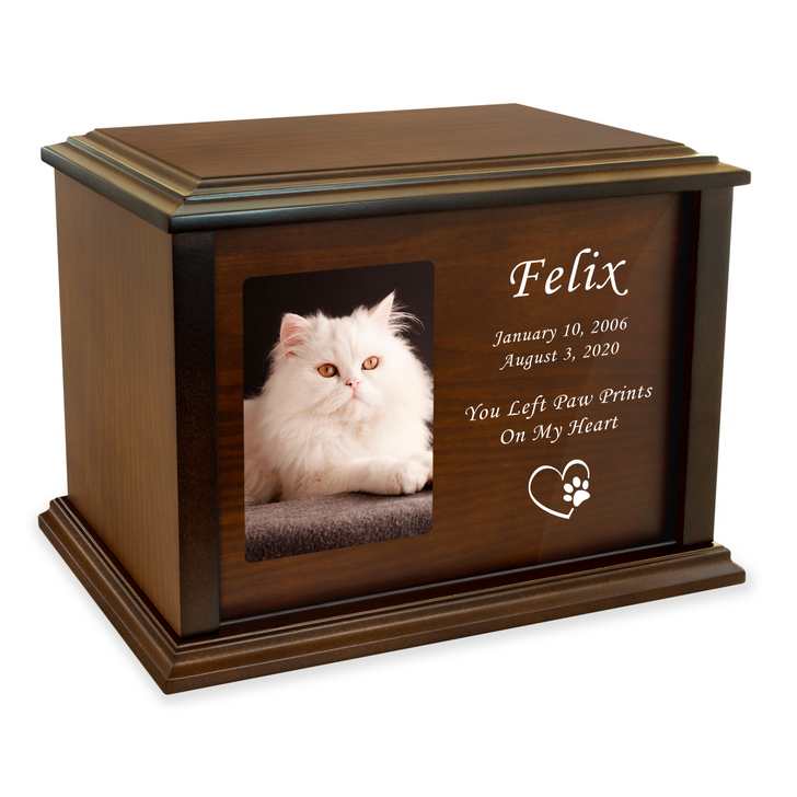 Cat Dedication Custom Photo Wood Cremation Urn