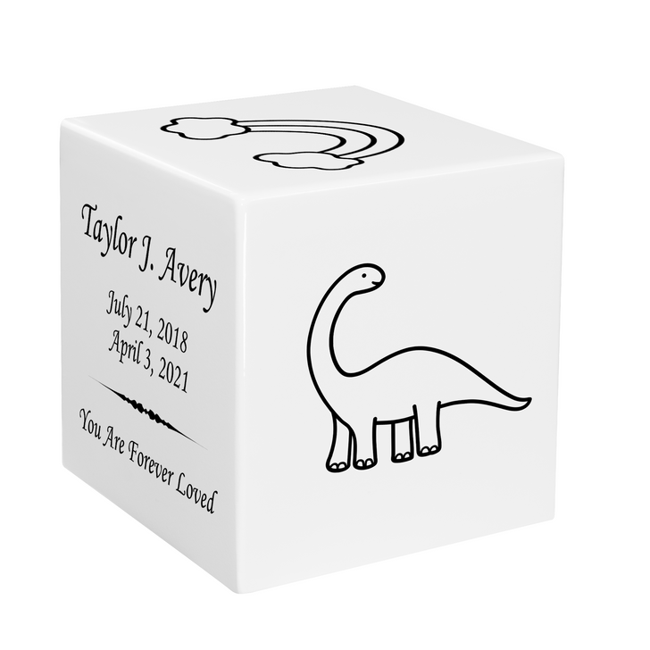 Dinosaur Baby Infant Child Stonewood Cube Cremation Urn