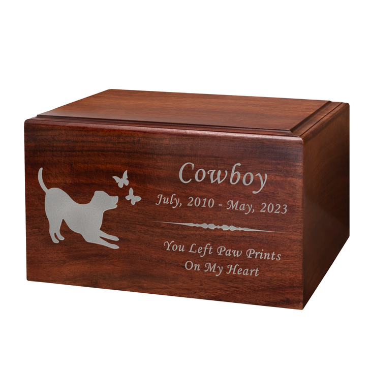 Dog with Butterflies Pet Winston Cremation Urn