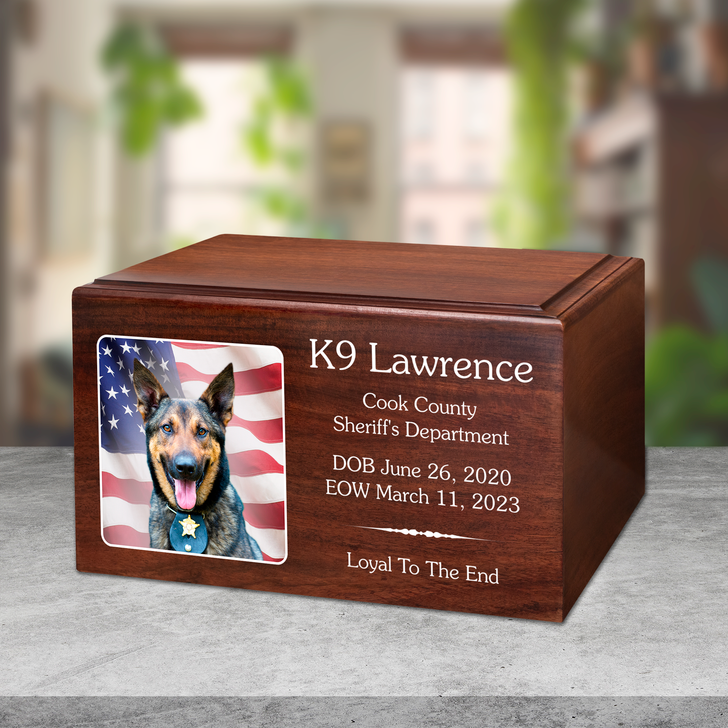 K-9 Service Dog Pet Winston Cremation Urn