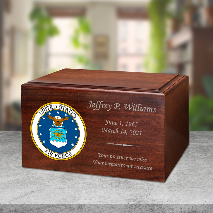 Air Force Color Emblem Winston Wood Cremation Urn