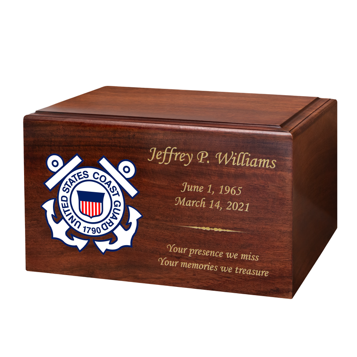 Coast Guard Color Emblem Winston Wood Cremation Urn