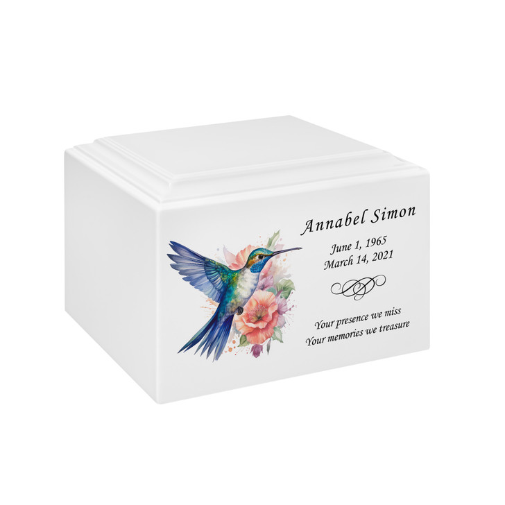 Hummingbird Watercolor Stonewood Cremation Urn