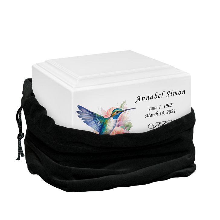 Hummingbird Watercolor Stonewood Cremation Urn