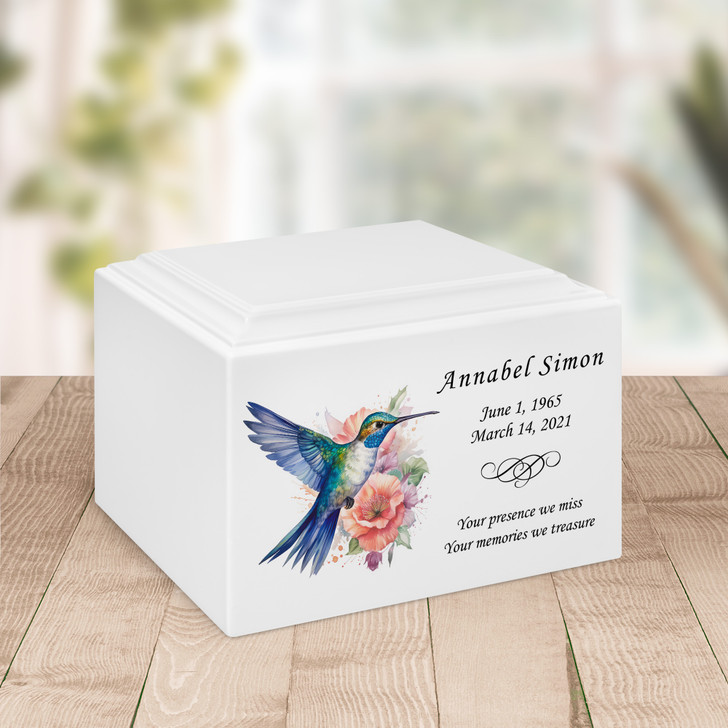 Hummingbird Watercolor Stonewood Cremation Urn