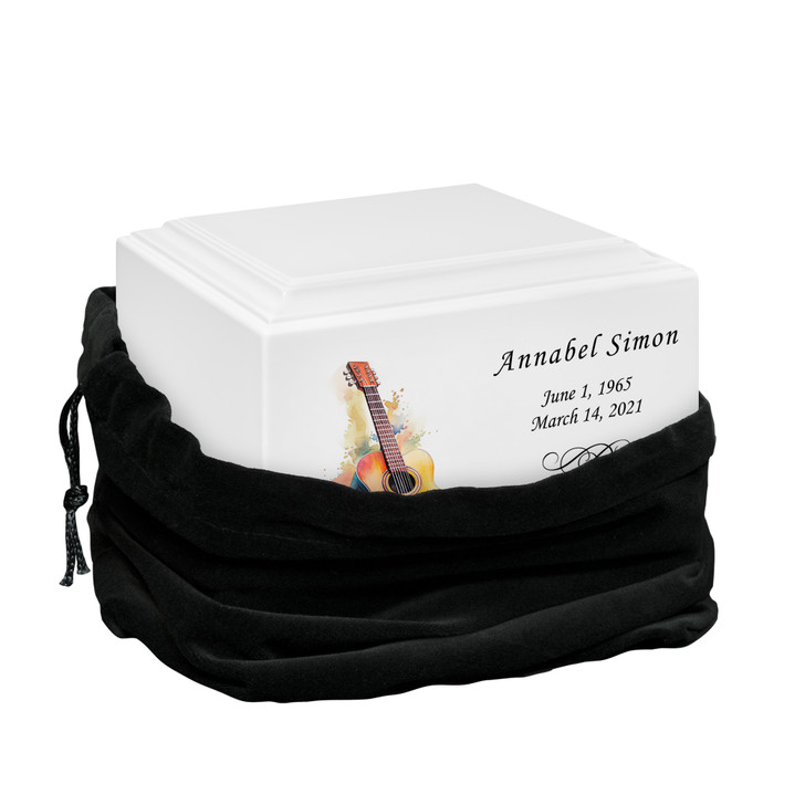 Guitar Watercolor Stonewood Cremation Urn